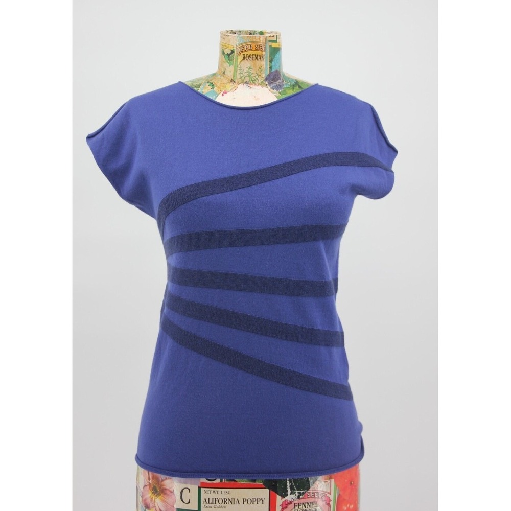 ARMANI COLLEZIONI Lightweight Cap Sleeve Top Blue Purple Stripes Size 6 #1365
